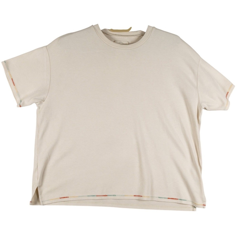 Madewell MWL Oversized Cropped T-Shirt Crewneck Beige Cotton Modal‎ Blend Size S